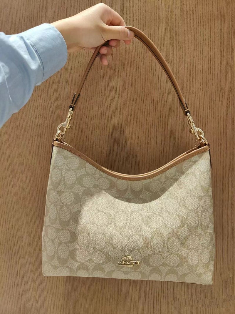 2024 Kou Laurela Single Shoulder Milk Tea Color Old Flower Solid Color Crossbody Tote Underarm Bag Large Capacity Wandering Bag - Image 4