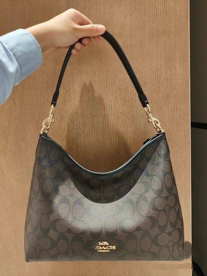 2024 Kou Laurela Single Shoulder Milk Tea Color Old Flower Solid Color Crossbody Tote Underarm Bag Large Capacity Wandering Bag - Image 3