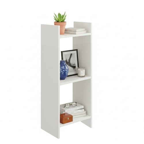 FURNEASER Denn 3-Tier Engineered Wood Multipurpose Bookscase Rack Bookshelf, Storage Cabinet Organizer Stand for Home & Office - DIY Rack (White) - Image 3