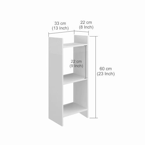 FURNEASER Denn 3-Tier Engineered Wood Multipurpose Bookscase Rack Bookshelf, Storage Cabinet Organizer Stand for Home & Office - DIY Rack (White) - Image 4