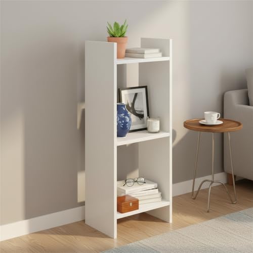 FURNEASER Denn 3-Tier Engineered Wood Multipurpose Bookscase Rack Bookshelf, Storage Cabinet Organizer Stand for Home & Office - DIY Rack (White) - Image 2