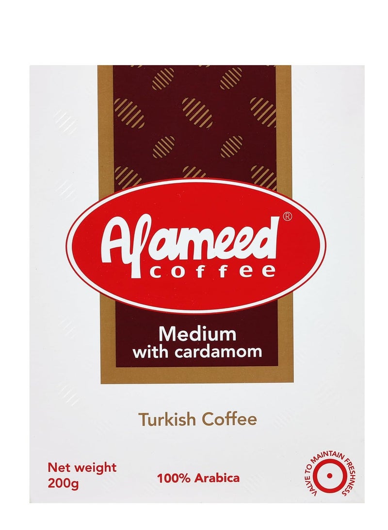 Al Ameed Turkish Coffee Medium With Cardamom 200g - Image 2