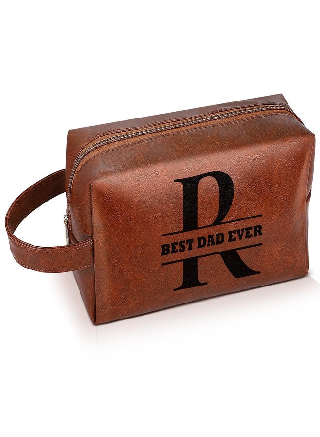 Yeyeplum Best Dad Ever Gifts Letter R Travel Toiletry Bag for Men Christmas Personlized Dad Gifts from Daughter Wife Son Toiletry Bag Gift for Birthday Father's Day Valentine Wedding - Image 1