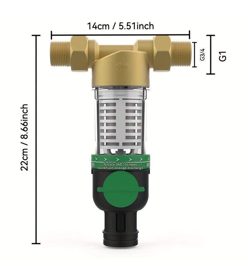 3/4 Threaded Interface Backwashing Stainless Steel Mesh Whole House Pre Filter - Image 4
