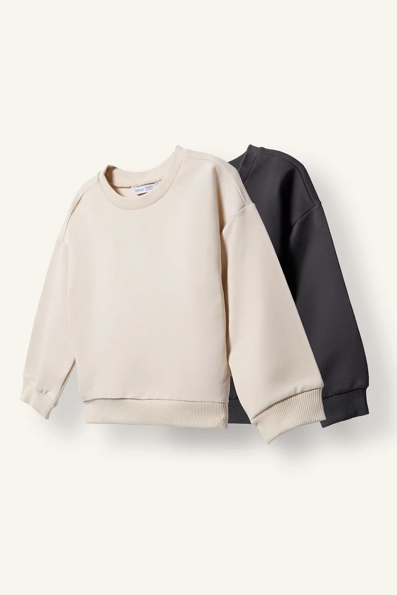 ديفاكتو 2 piece Regular Fit Basic Crew Neck Sweatshirt