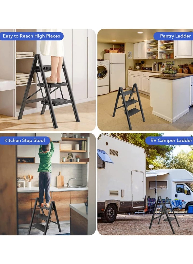 Generic - 3 Step Ladder Folding Step Stool with Wide Anti-Slip Pedal 150kg Portable Ladders for Home and Office Use Kitchen - Image 1
