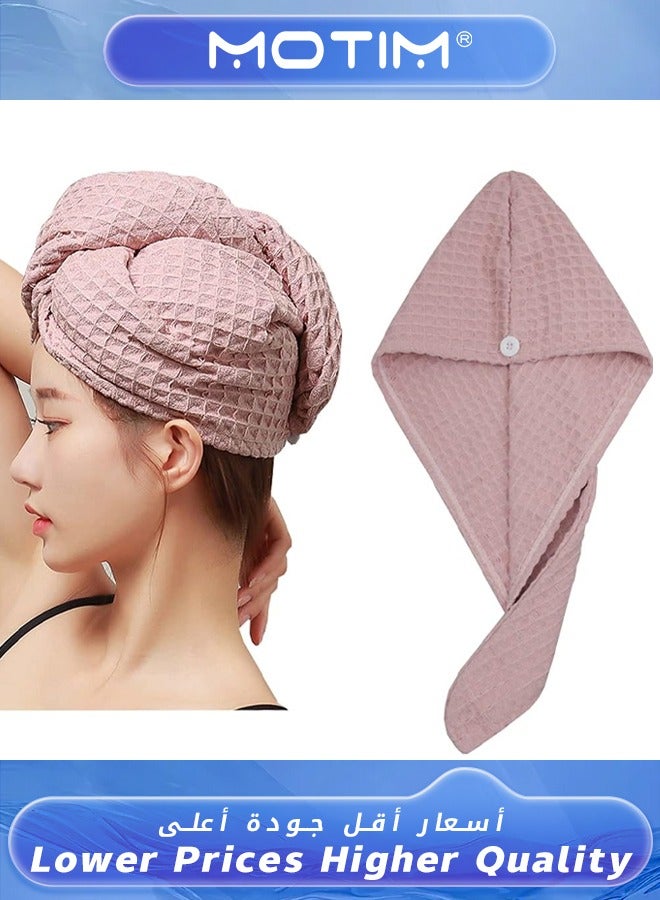 Motim Microfiber Hair Towel Quick Hair Drying Towel with Button Dry Hair Hat Bath Hair Cap Drying Hair Wrap Towels Super Absorbent Soft Lightweight Anti Frizz - Image 1