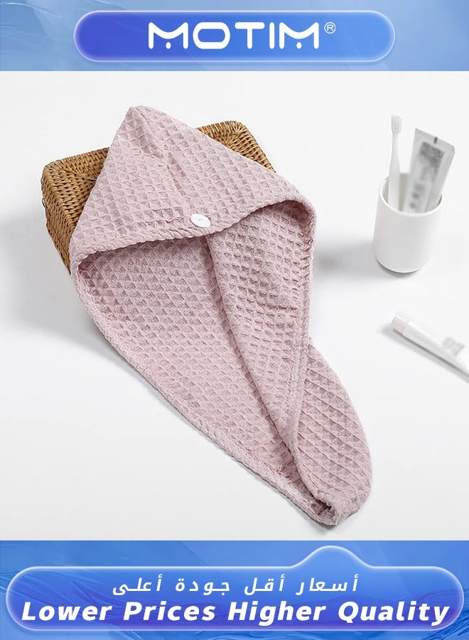 Motim Microfiber Hair Towel Quick Hair Drying Towel with Button Dry Hair Hat Bath Hair Cap Drying Hair Wrap Towels Super Absorbent Soft Lightweight Anti Frizz - Image 2