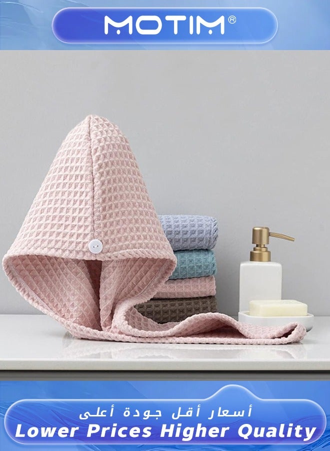 Motim Microfiber Hair Towel Quick Hair Drying Towel with Button Dry Hair Hat Bath Hair Cap Drying Hair Wrap Towels Super Absorbent Soft Lightweight Anti Frizz - Image 4