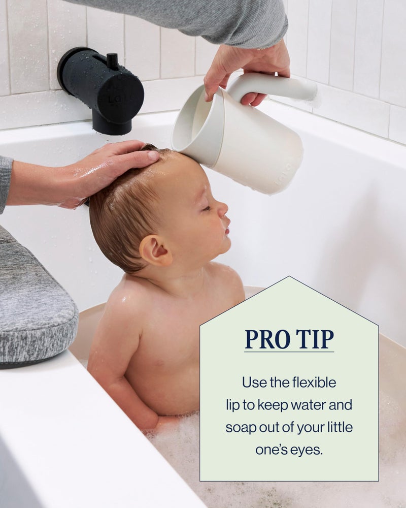 Lalo Bath Rinse Cup - Handle For Easy Grip  Tear-Free Baby Bathing  Flexible Lip  Non-Toxic  Soft Edge  Lightweight Bath Cup For Rinsing Hair And Body - Sage - Image 4
