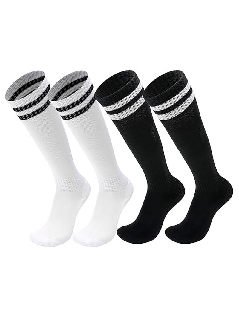 Generic 2 Pairs Kids Soccer Socks Basketball Socks Long Football Knee High Athletic Socks School Team Dance Sports Socks Runing Socks Wear Sport Comfort Cushioned Breathable for 5 to 12 Youth Boys Girls - Image 1