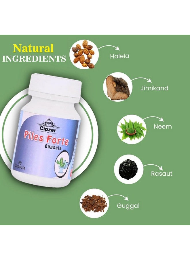 Cipzer Piles Forte Capsule I For Piles, Hemorrhoid Support, Bavasir, Fissure. Fistula, Inflammation & Rectum I Fast Relieve In Bleeding, Burning & Pain (60 Pills) - Image 3