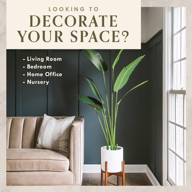 TRESIL 55 inches - Bird of Paradise Artificial Plant, Comes with Black Pot, Large,Vibrant Banana Leaf Design, Faux Plants Indoor, Floor Plants for Living Room Decor, Ideal for Home Garden & Office - Image 3