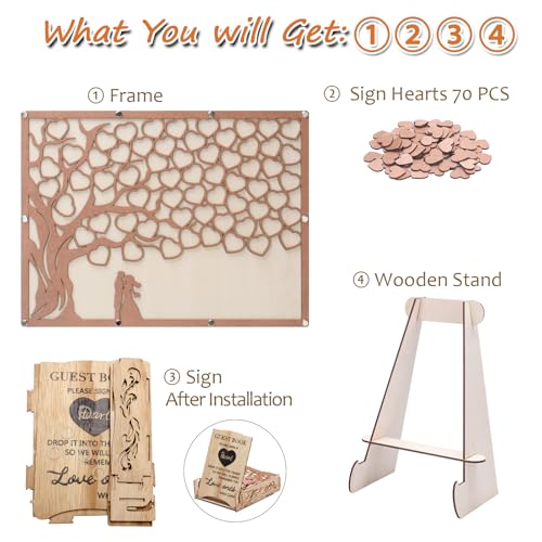 HYMENEX Wedding Guest Book Alternative, Guest Book Wedding Reception with Wooden Hearts Guest Book Signs for Wedding Anniversary Birthday Party Baby Shower - Image 2