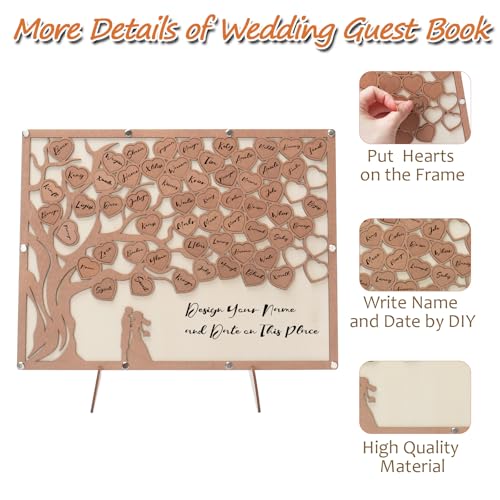 HYMENEX Wedding Guest Book Alternative, Guest Book Wedding Reception with Wooden Hearts Guest Book Signs for Wedding Anniversary Birthday Party Baby Shower - Image 3