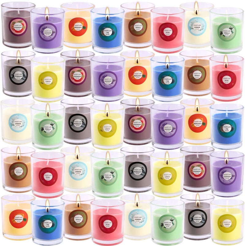 YOROXRG Scented Candles, Jasmine, Rose, Vanilla, Bergamot, fig, Lavender, Lemon, Spring,Strawberry, Rosemary, Aromatherapy Candles,Soy Wax Glass Jar Candle - 40 Pack - Image 1