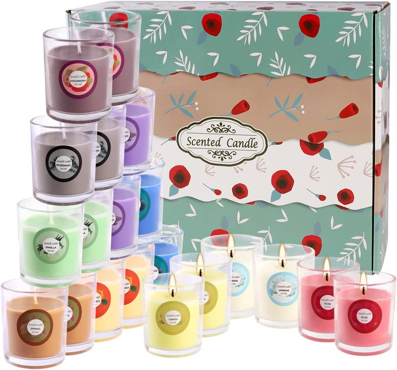 YOROXRG Scented Candles, Jasmine, Rose, Vanilla, Bergamot, fig, Lavender, Lemon, Spring,Strawberry, Rosemary, Aromatherapy Candles,Soy Wax Glass Jar Candle - 40 Pack - Image 3