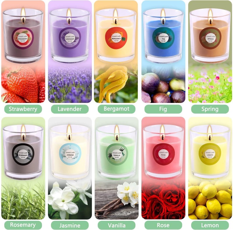 YOROXRG Scented Candles, Jasmine, Rose, Vanilla, Bergamot, fig, Lavender, Lemon, Spring,Strawberry, Rosemary, Aromatherapy Candles,Soy Wax Glass Jar Candle - 40 Pack - Image 2
