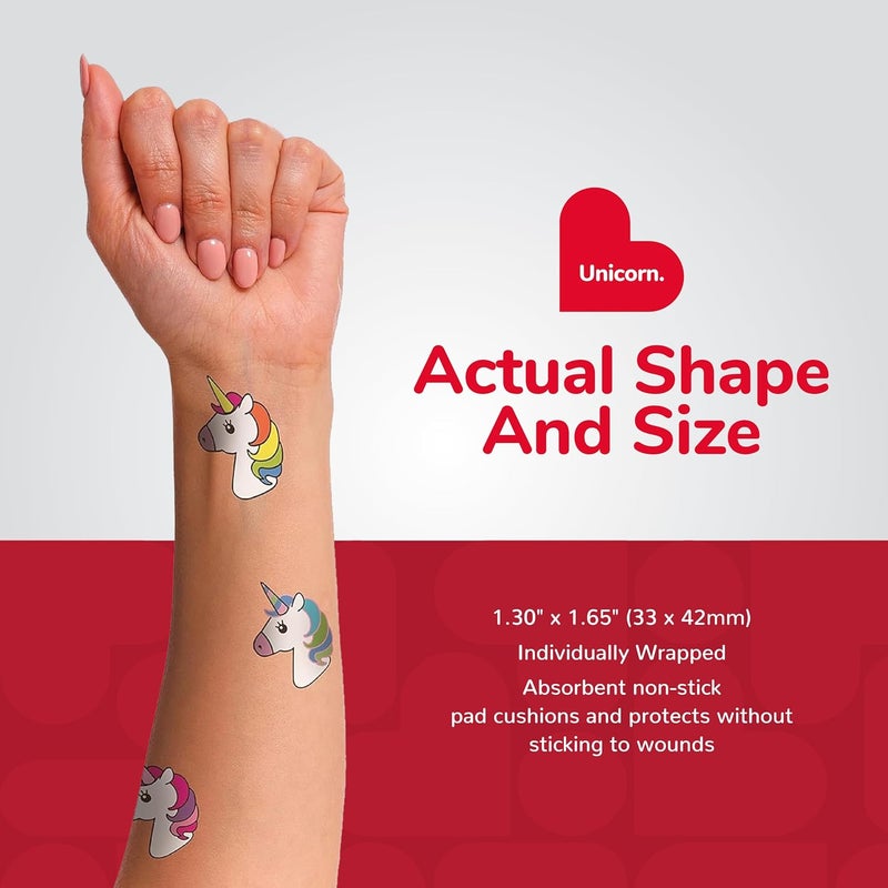 BioSwiss Bandages Unicorn Shaped Self Adhesive Bandage Latex Free Sterile Wound Care Fun First Aid Kit Supplies for Kids 50 Count - Image 4