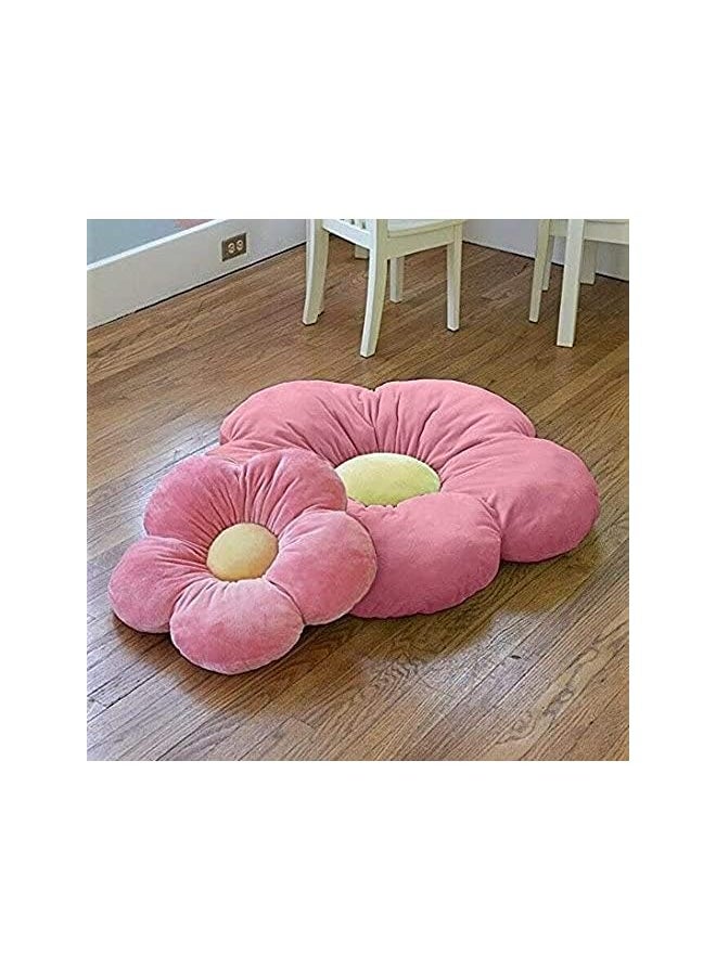 The Bros - Butterfly Flower Floor Pillow Seating Cushion, For A Reading Nook, Bed Room, Or Watching Tv. Softer And More Plush Than Area Rug Or Foam Mat,Pink,Medium 20" Diameter - Image 1