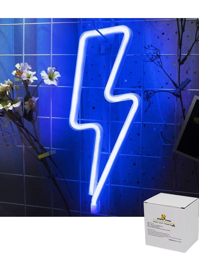 Rock Pow LED Sign Neon Light Blue - Image 2