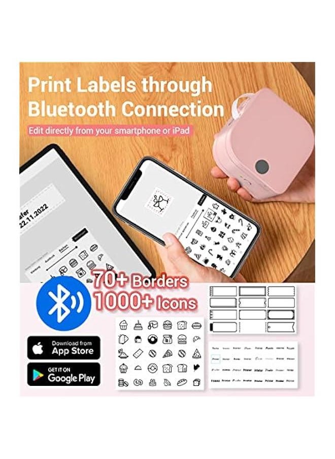 phomemo - Label Maker - Label Maker Machine with Tape P12, Portable Bluetooth Label Printer Handheld Built-in Cutter Small Label Maker, Mini Thermal Transfer Printer with Template for Product Organizing - Image 1