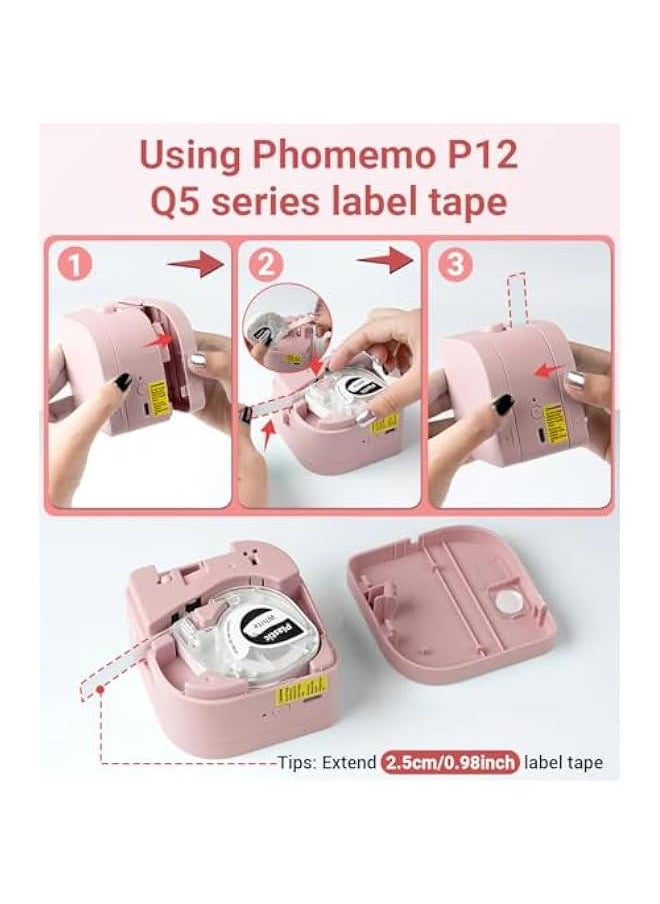 phomemo - Label Maker - Label Maker Machine with Tape P12, Portable Bluetooth Label Printer Handheld Built-in Cutter Small Label Maker, Mini Thermal Transfer Printer with Template for Product Organizing - Image 1