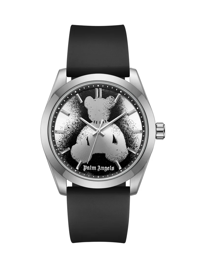 Palm Angels Uno White Dial Black Silicone Strap Analog Watch for Men, 42mm