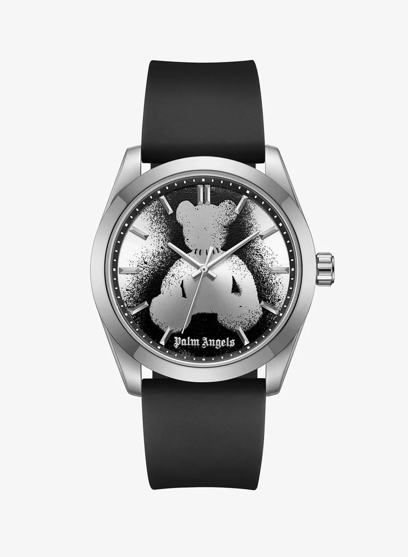 Palm Angels Uno White Dial Black Silicone Strap Analog Watch for Men, 42mm