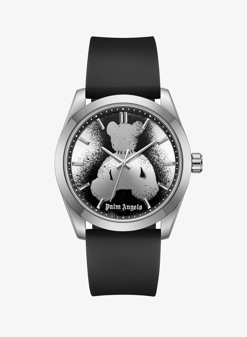 Palm Angels Uno White Dial Black Silicone Strap Analog Watch for Men, 42mm - Image 1