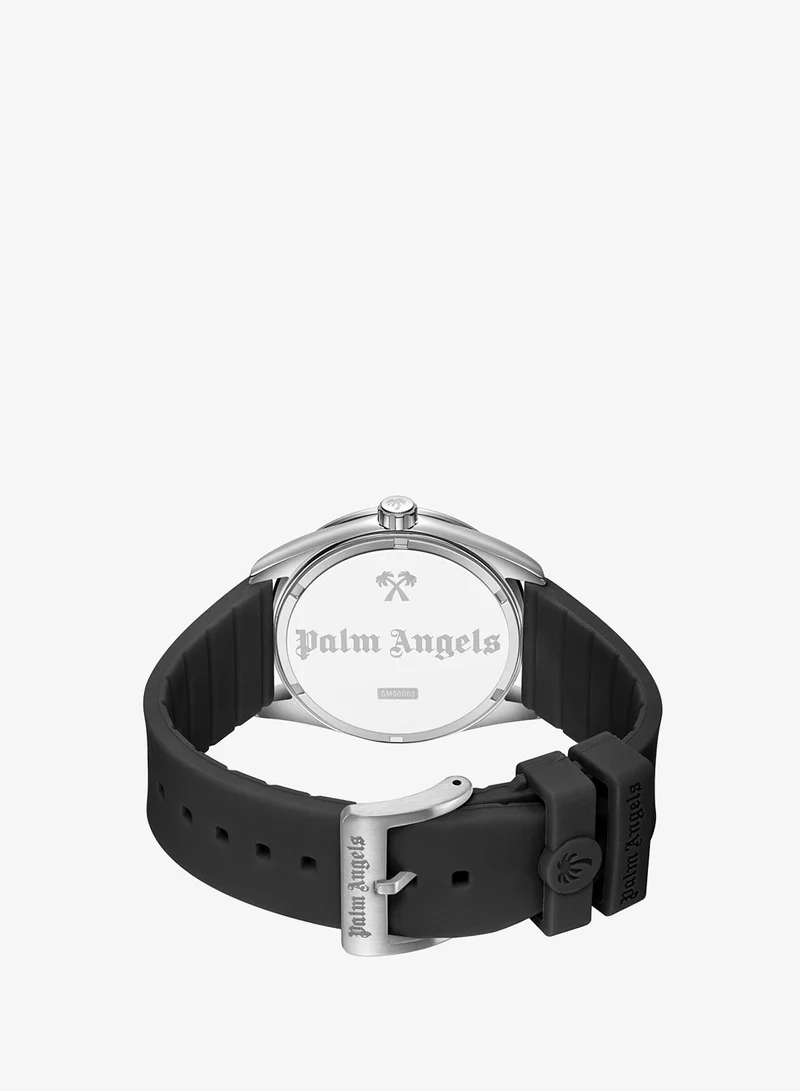 Palm Angels black Uno White Dial Black Silicone Strap Analog Watch for Men, 42mm for Men | Best Price UAE