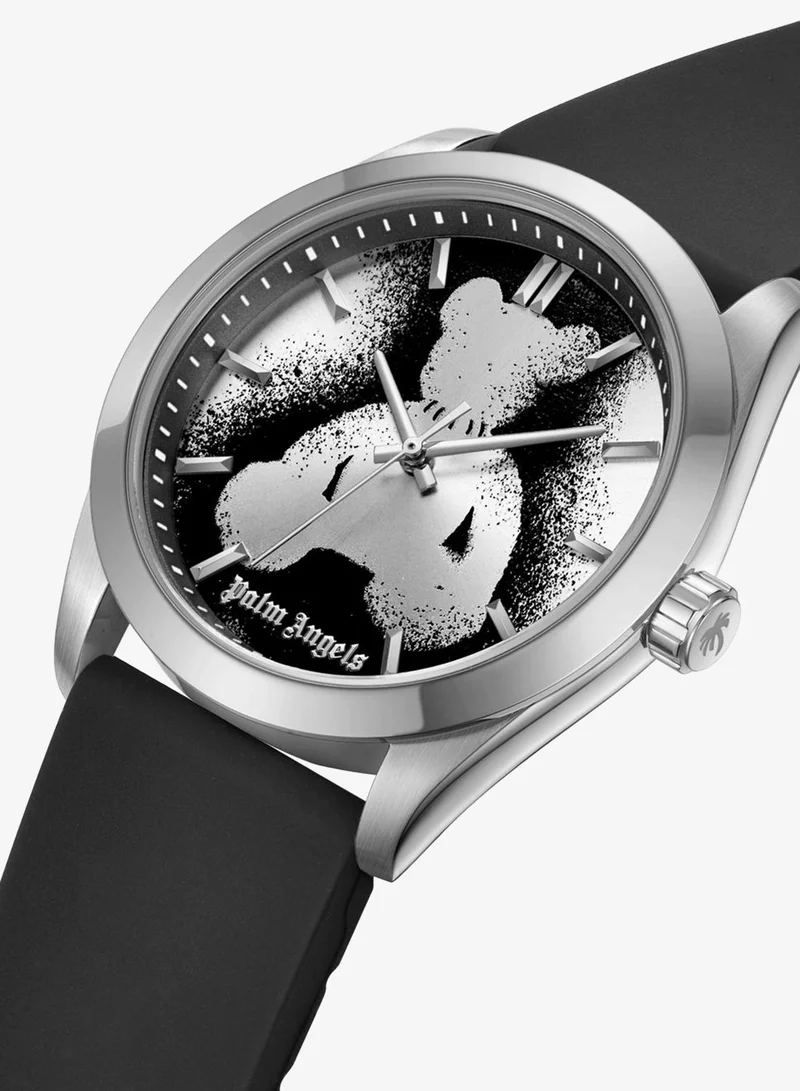 Palm Angels Uno White Dial Black Silicone Strap Analog Watch for Men, 42mm