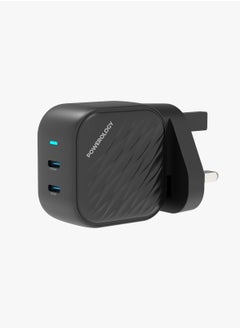أسود - شاحن حائط بمنفذ USB-C مزدوج - تقنية GaN