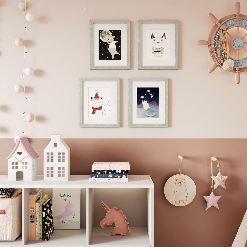 KINLINK 8x10 Picture Frames  Light Grey Photo Frames with Plexiglass for Picture 5x7 with Mat or 8x10 without Mat  Composite Wood Picture Frames for Table Top and Wall Mounting - Image 4