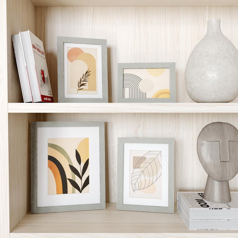 KINLINK 8x10 Picture Frames  Light Grey Photo Frames with Plexiglass for Picture 5x7 with Mat or 8x10 without Mat  Composite Wood Picture Frames for Table Top and Wall Mounting - Image 3