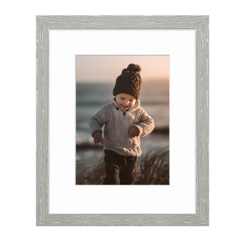 KINLINK 8x10 Picture Frames  Light Grey Photo Frames with Plexiglass for Picture 5x7 with Mat or 8x10 without Mat  Composite Wood Picture Frames for Table Top and Wall Mounting - Image 1