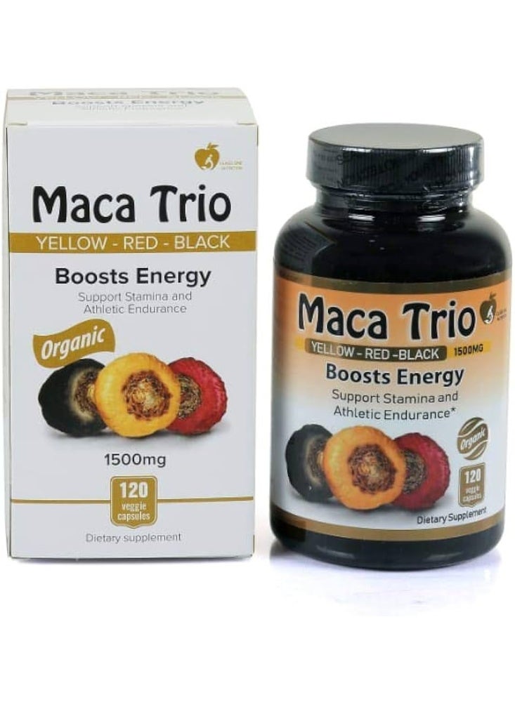 Maca Trio Organic Black Red Root 1500mg Capsules 120S - Image 1