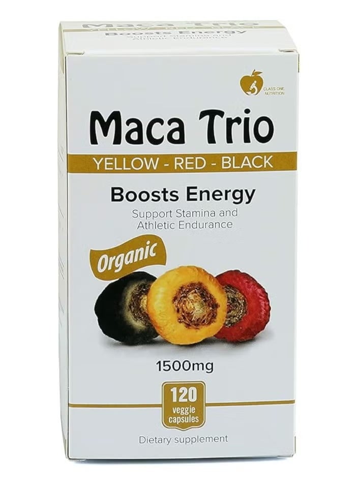Maca Trio Organic Black Red Root 1500mg Capsules 120S - Image 3