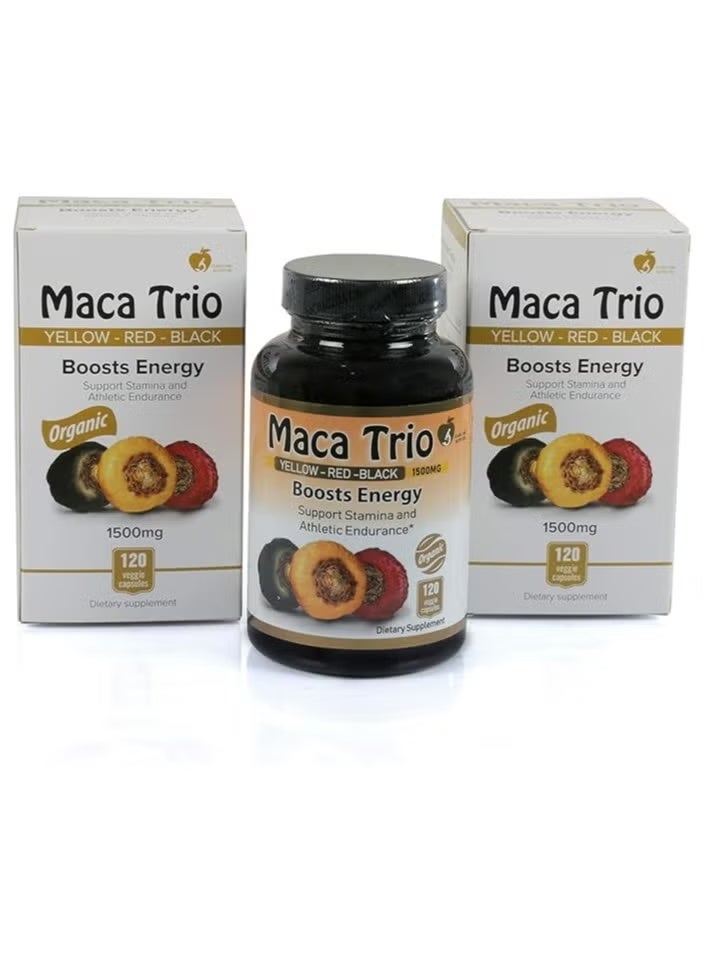 Maca Trio Organic Black Red Root 1500mg Capsules 120S - Image 2