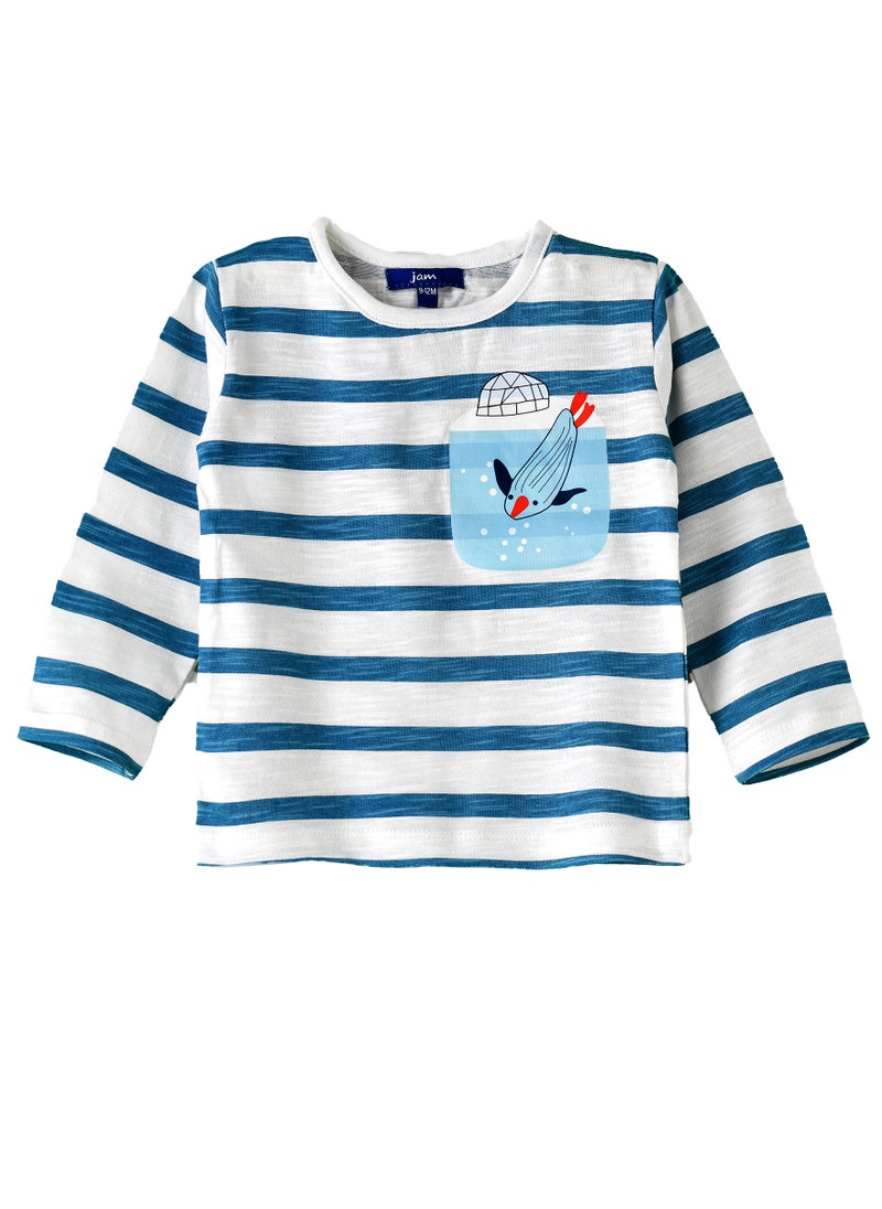 JAM Boys Striped Penguin Long Sleeve Top  - Image 1