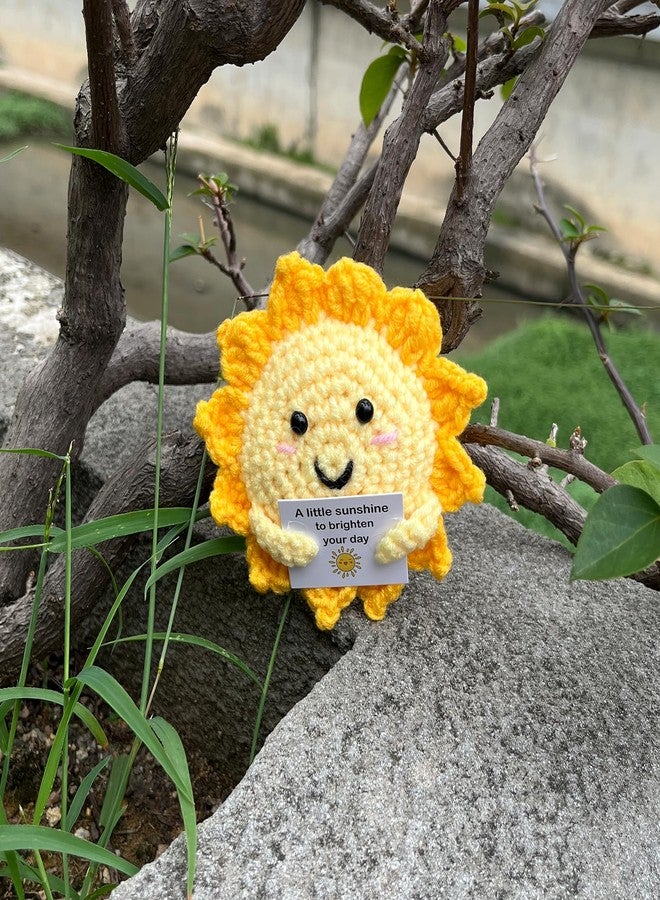 PLWalker Emotional Support Sun Gifts Crochet, Positive Sun Sunshine Cute Funny Cool Office Desk Decor Decorations for Her Women Men (1, Round) - Image 3