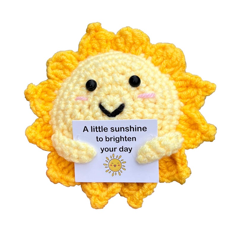 PLWalker Emotional Support Sun Gifts Crochet, Positive Sun Sunshine Cute Funny Cool Office Desk Decor Decorations for Her Women Men (1, Round) - Image 1