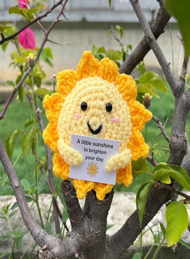 PLWalker Emotional Support Sun Gifts Crochet, Positive Sun Sunshine Cute Funny Cool Office Desk Decor Decorations for Her Women Men (1, Round) - Image 4