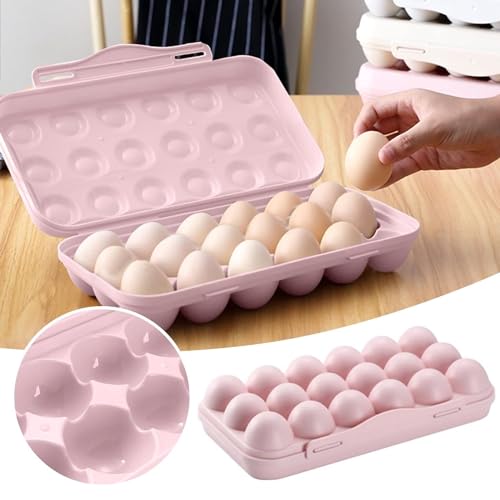 ULTRINA 18 Grids Egg Tray Holder Egg Storage Box Crisper Stackable Container Organizer Household Egg Box with Lid Fresh Box Freestanding Egg Tray - Image 1