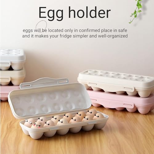 ULTRINA 18 Grids Egg Tray Holder Egg Storage Box Crisper Stackable Container Organizer Household Egg Box with Lid Fresh Box Freestanding Egg Tray - Image 2