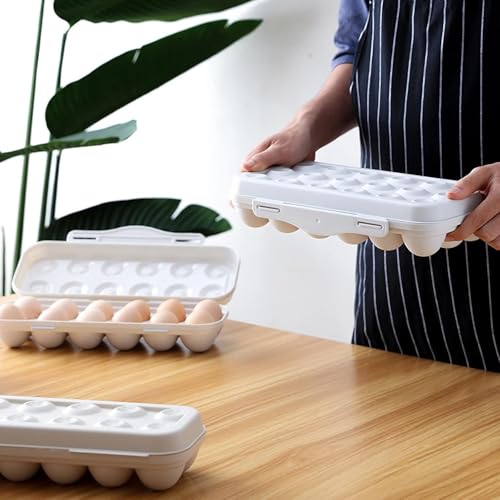 ULTRINA 18 Grids Egg Tray Holder Egg Storage Box Crisper Stackable Container Organizer Household Egg Box with Lid Fresh Box Freestanding Egg Tray - Image 5