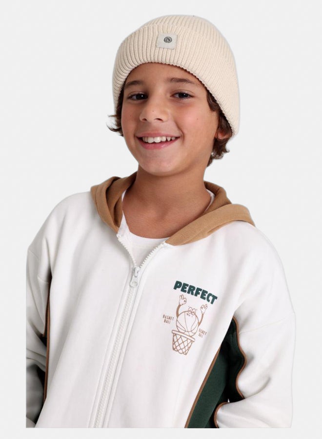 playmore Unisex Cotton Hoodie – Off-White with "Prefect" Design - Image 2