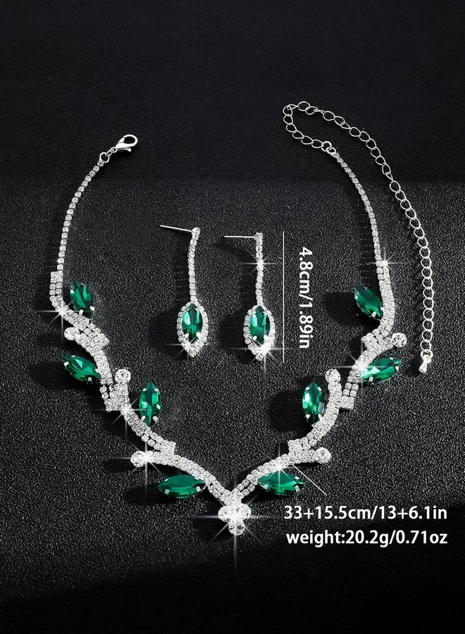 Take Two Take Two Rhinestone Leaf Necklace and Earrings Set
