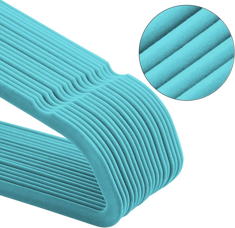 Red Dot Gift ®20-Pack Teal color Non-Slip Velvet Hangers & 360 Degree Rotatable Hook - Durable & Slim - Non Slip Hangers for Coat Hangers - Pant Hangers… (Teal, 20 pack) - Image 2