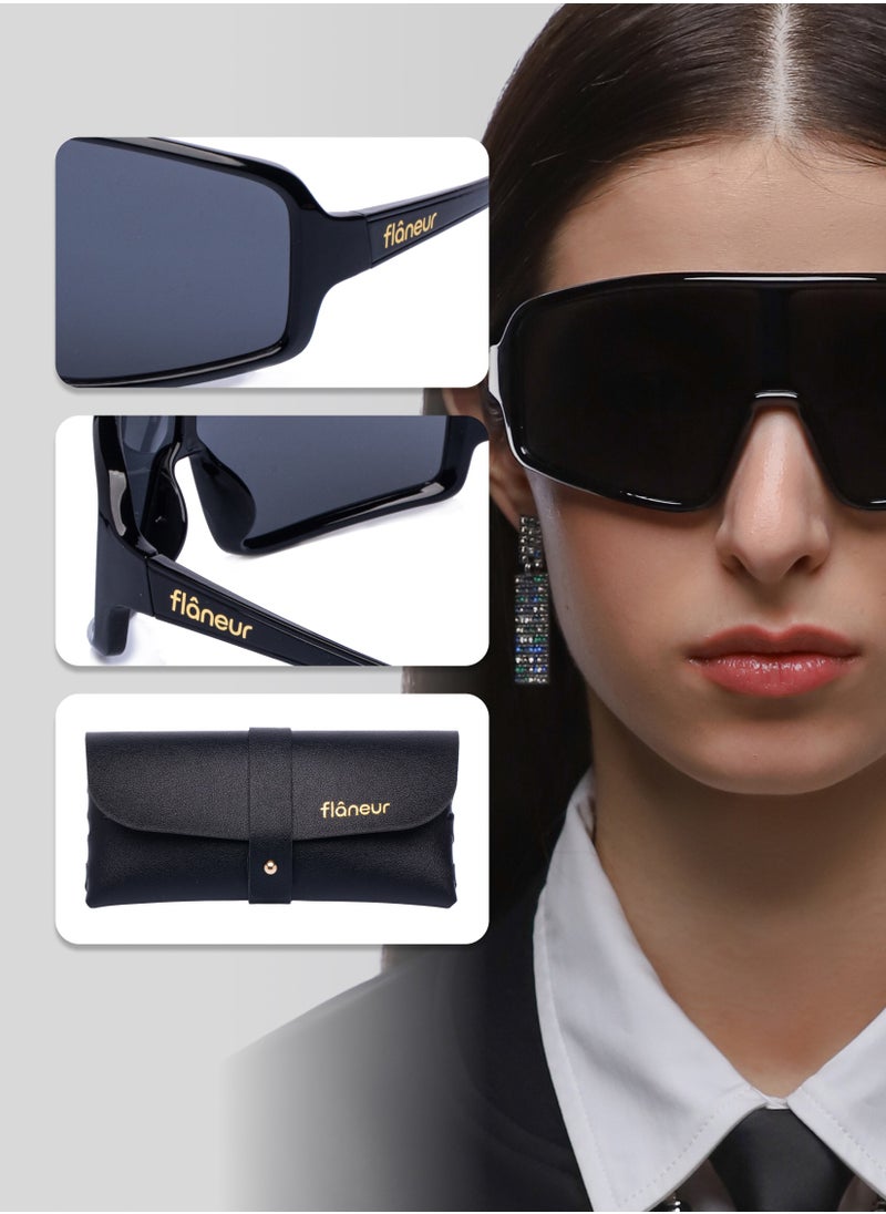 flâneur Stylish Polarized Sunglasses For Women and Men Black  - Image 4